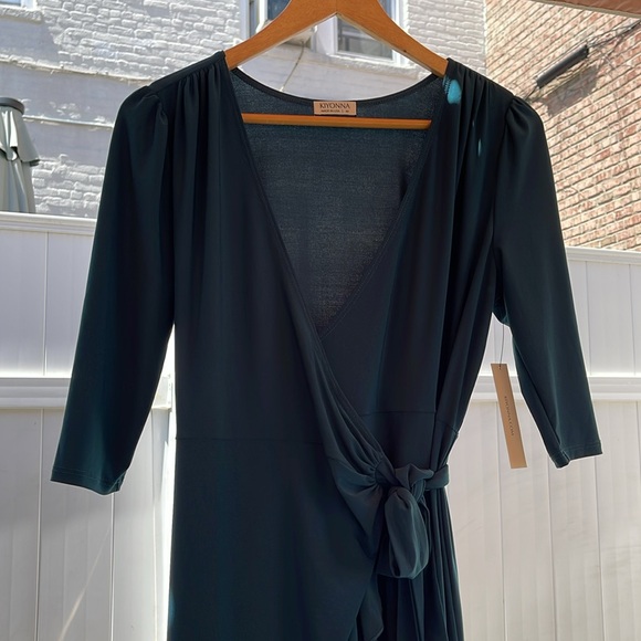Kiyonna  - Whimsy Wrap Dress Hunter Medium - Picture 3 of 16